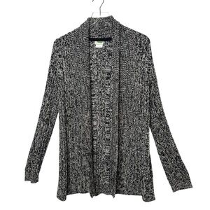 Anthropologie Black Marled Womens Open Chunky Shawl Cardigan Sweater Sz S